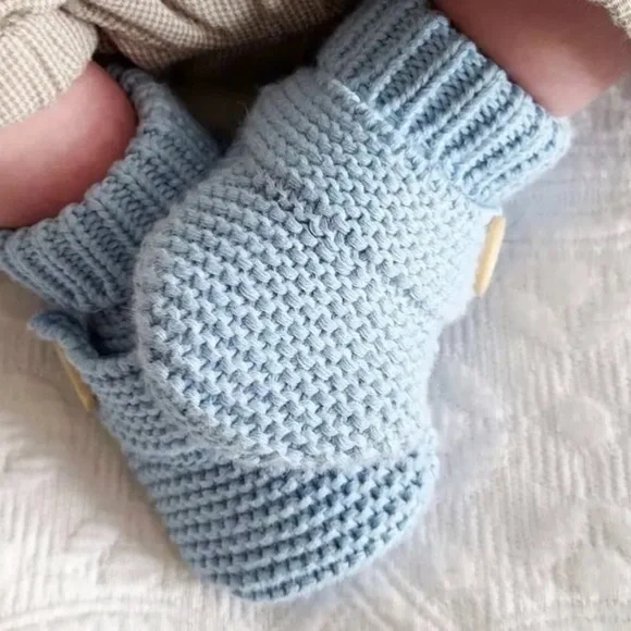 Baby Knitted Bootie in Powder Blue - Picture 2 of 7